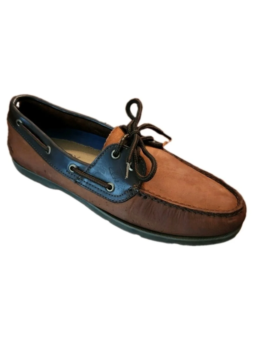 Sperry Top Sider Men's 10M Brown Two-Tone Suede Leather Boat Shoes Rubber Sole